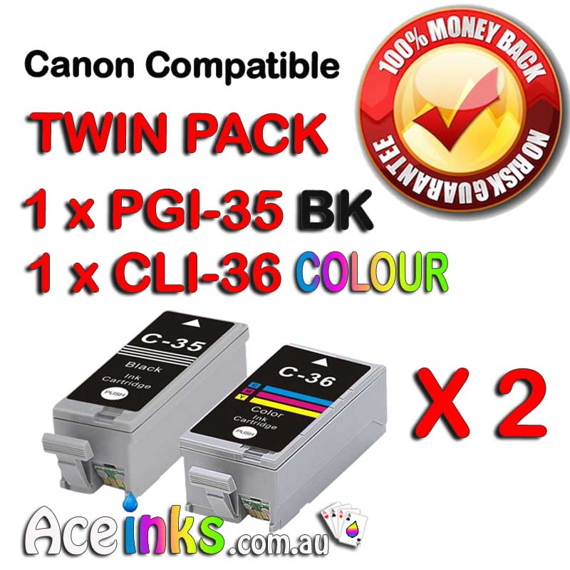 Twin Pack Combo Compatible Canon PGI-35BK CLI-36 CL